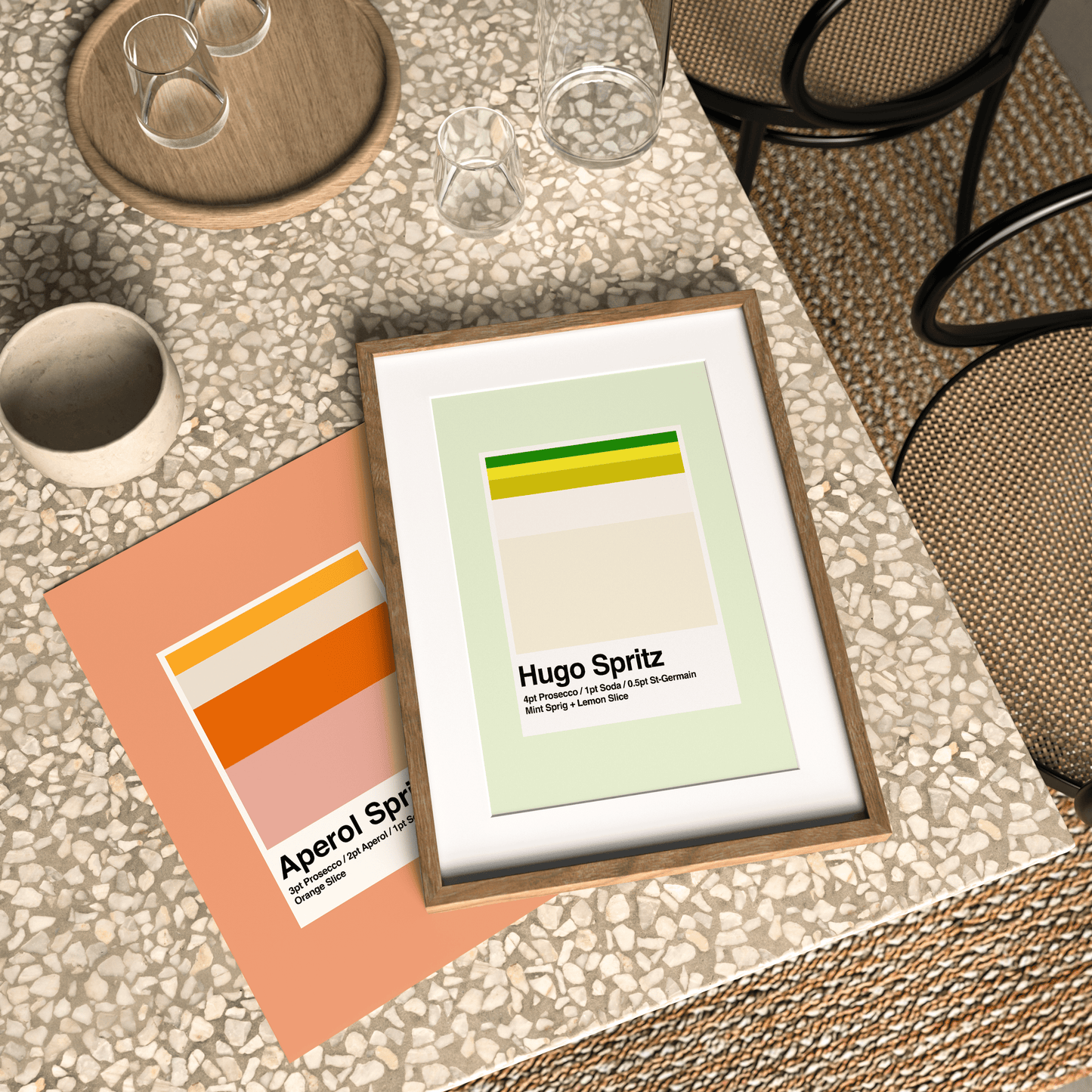 Minimalist Colour Block Hugo Spritz Cocktail Print - THE WALL SNOB