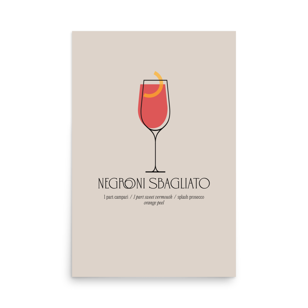 Negroni Sbagliato Cocktail Print - THE WALL SNOB