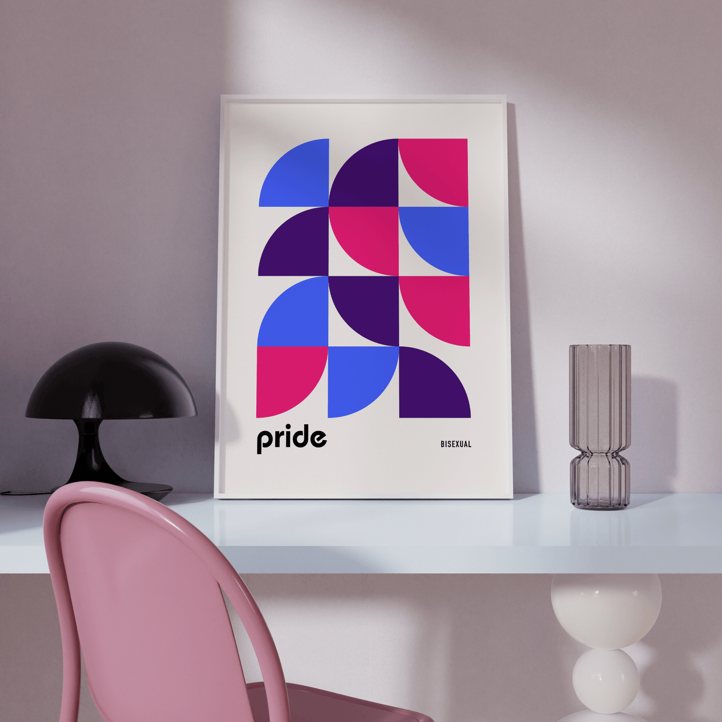Bauhaus Bisexual Pride Shapes Print - THE WALL SNOB