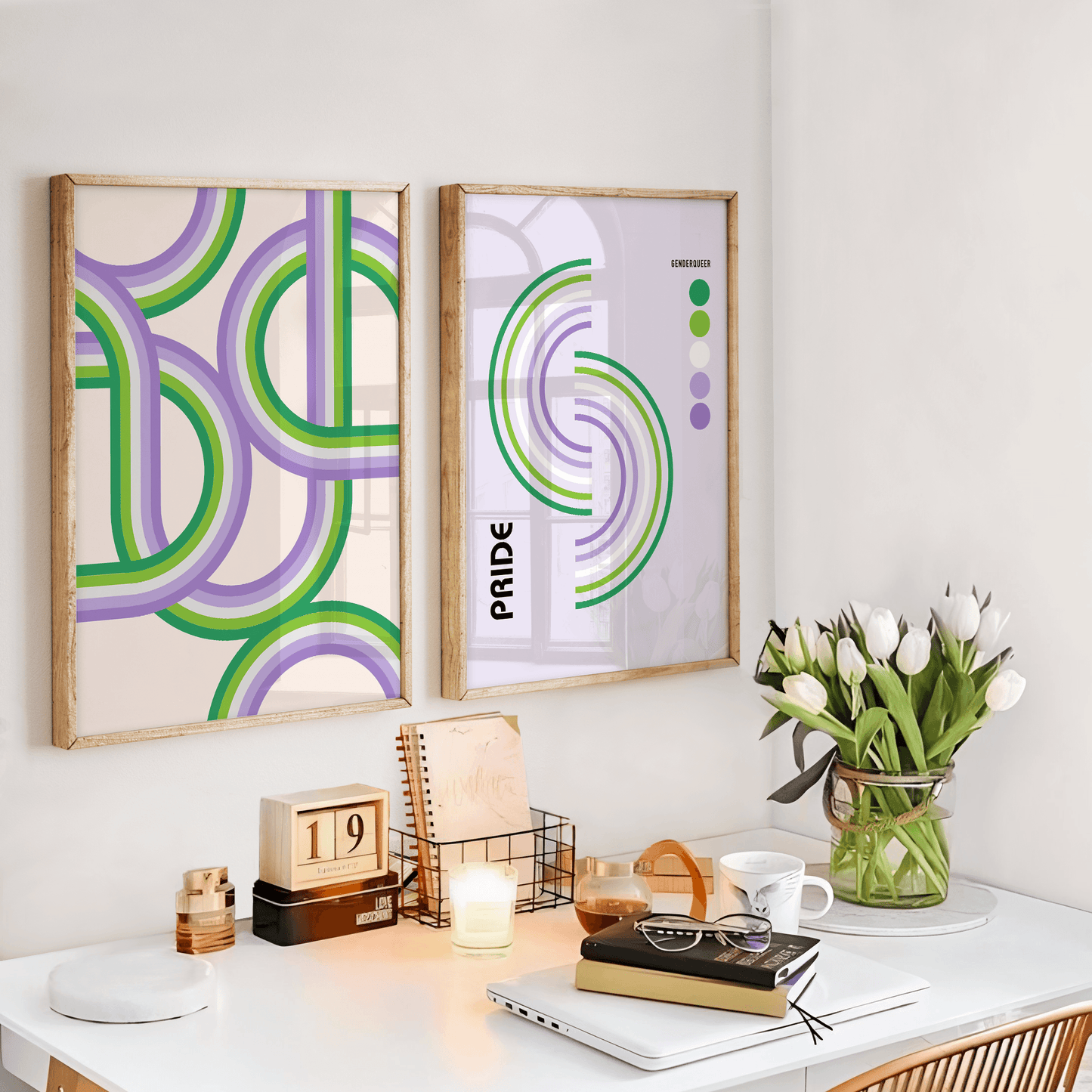 Bauhaus Genderqueer Pride Shapes Print - THE WALL SNOB