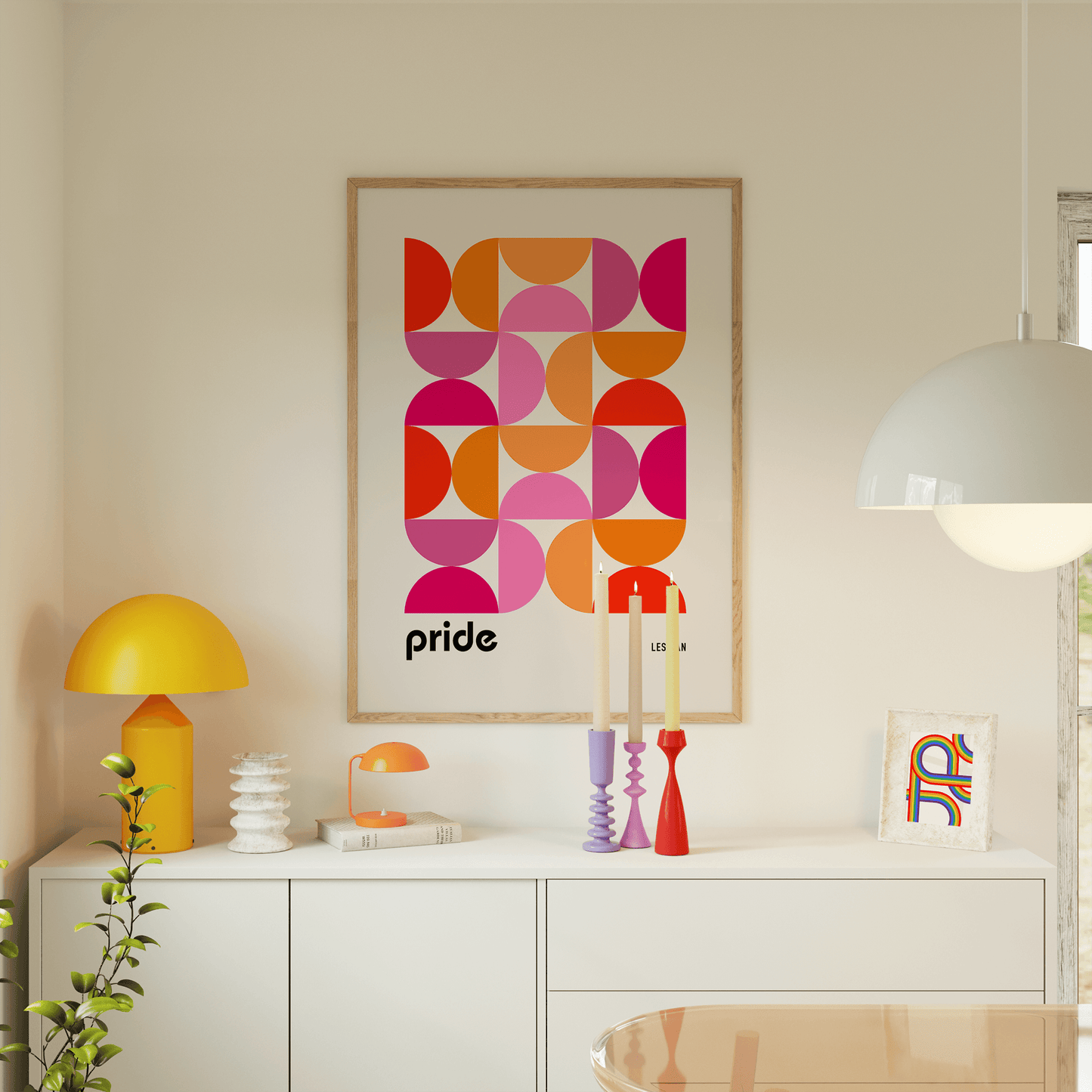 Bauhaus Lesbian Pride Shapes Print - THE WALL SNOB