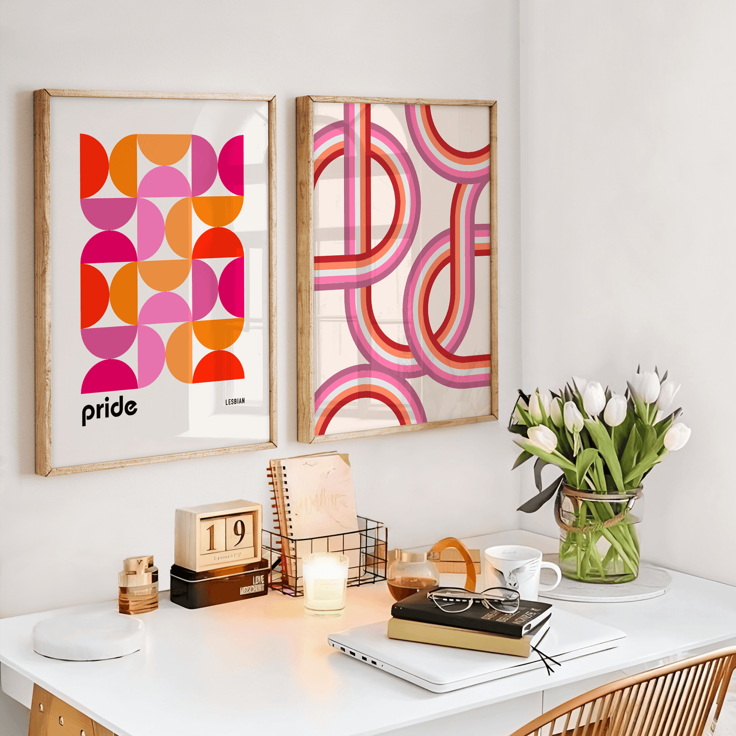 Bauhaus Lesbian Pride Shapes Print - THE WALL SNOB