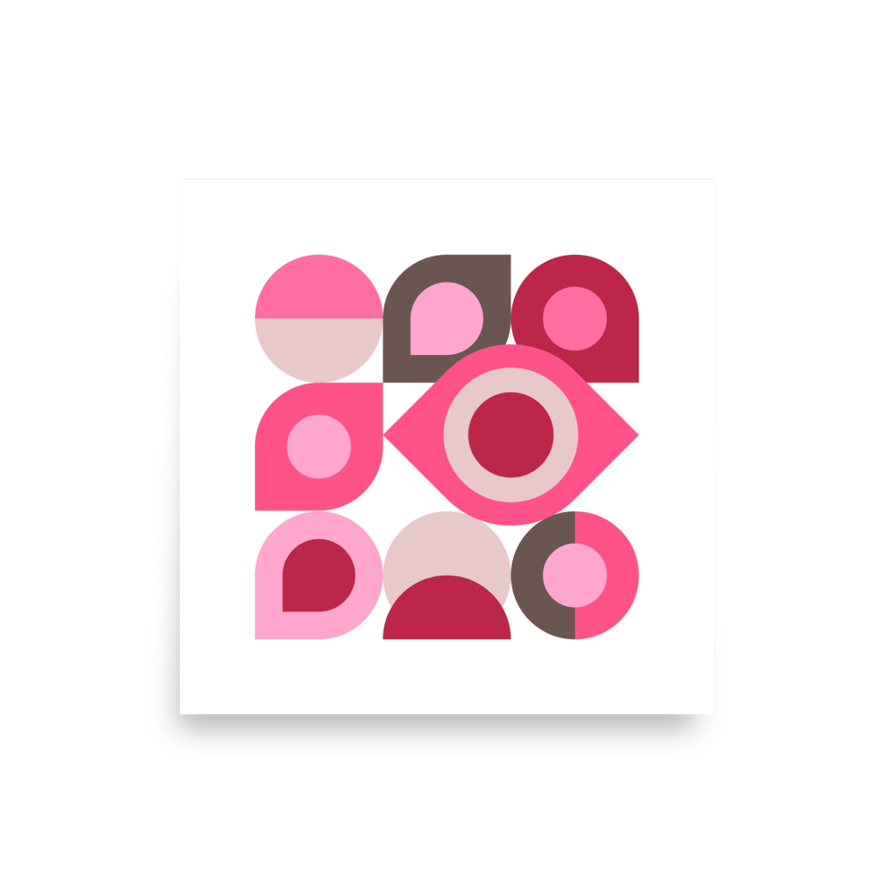 Bauhaus Magenta Abstract Print - THE WALL SNOB