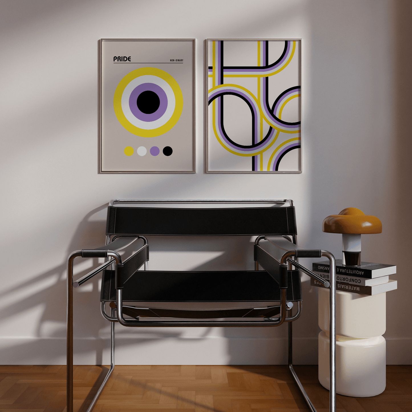 Bauhaus Non-Binary Pride Shapes Print - THE WALL SNOB