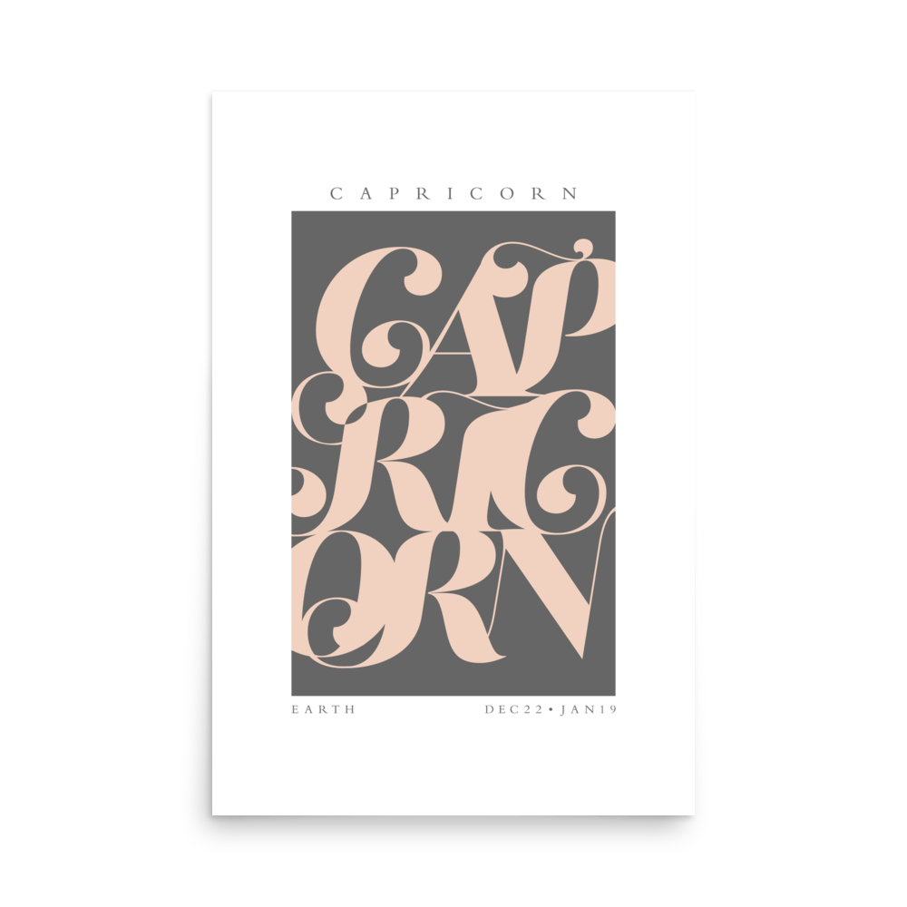 Capricorn Flourish Print - THE WALL SNOB