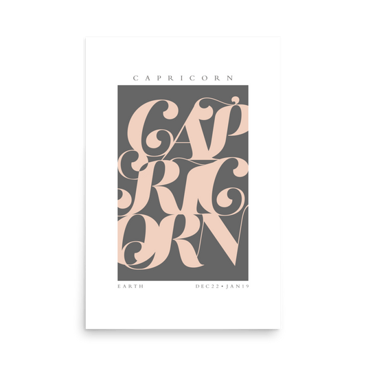 Capricorn Flourish Print - THE WALL SNOB