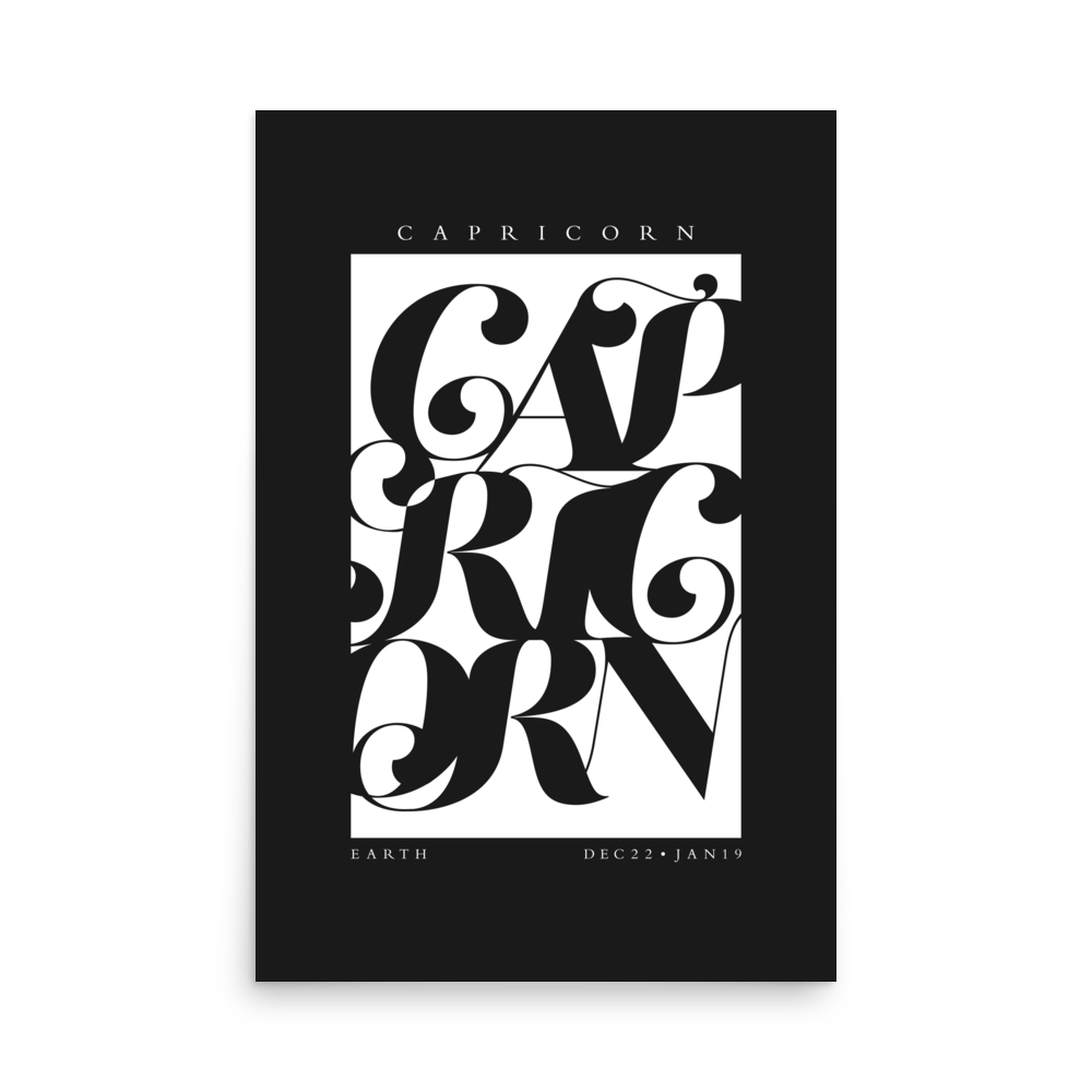 Capricorn Flourish Print - THE WALL SNOB