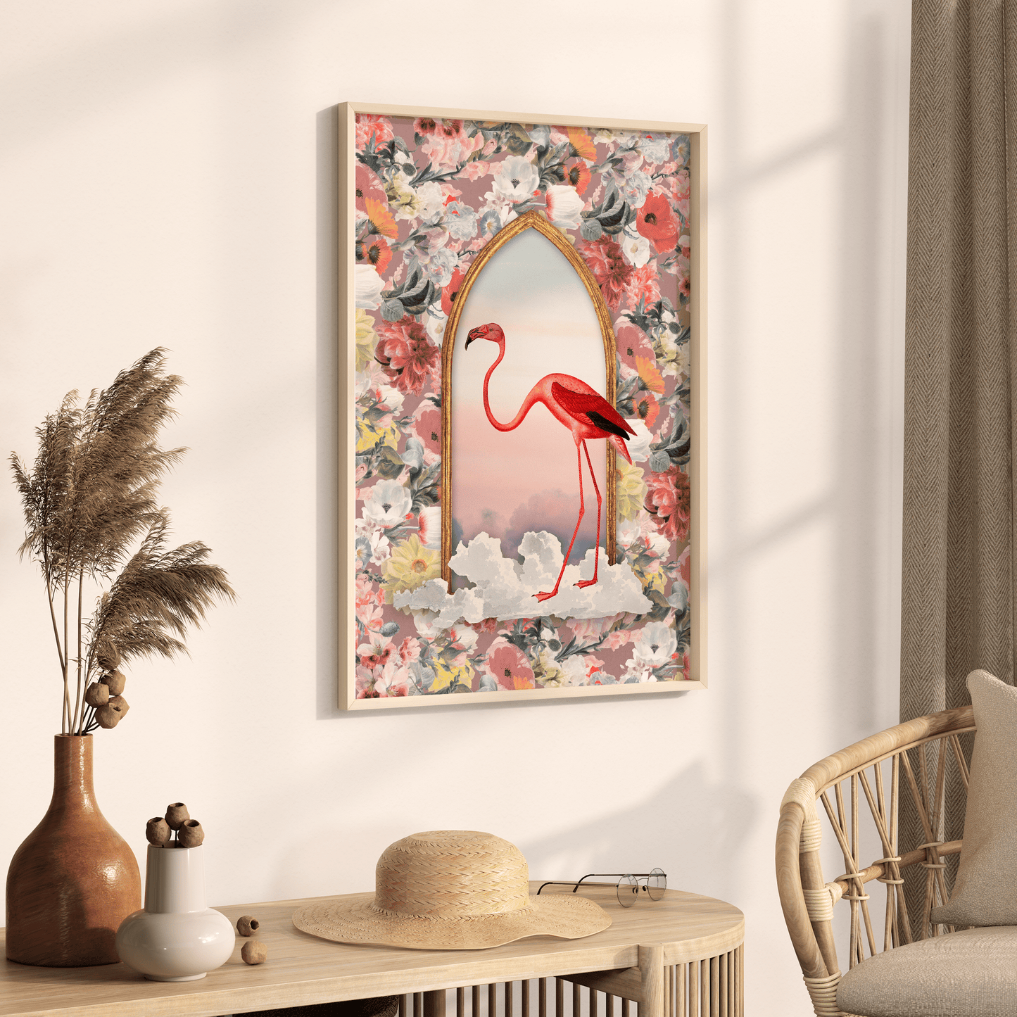 Flamingo In Bloom Print - THE WALL SNOB