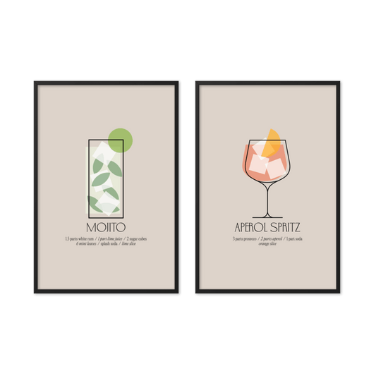 Framed Set of 2 Speakeasy Summer Cocktails - THE WALL SNOB