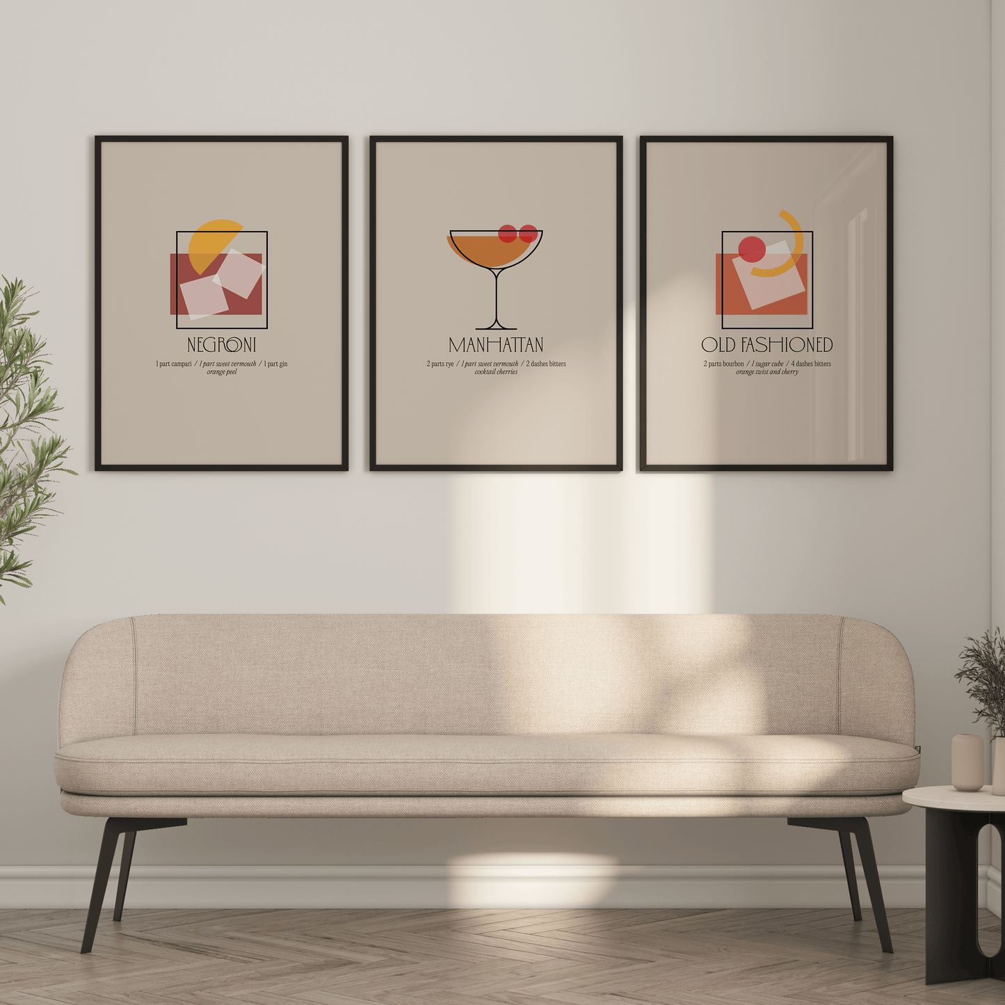 Framed Set of 3 Speakeasy Classic Cocktails - THE WALL SNOB