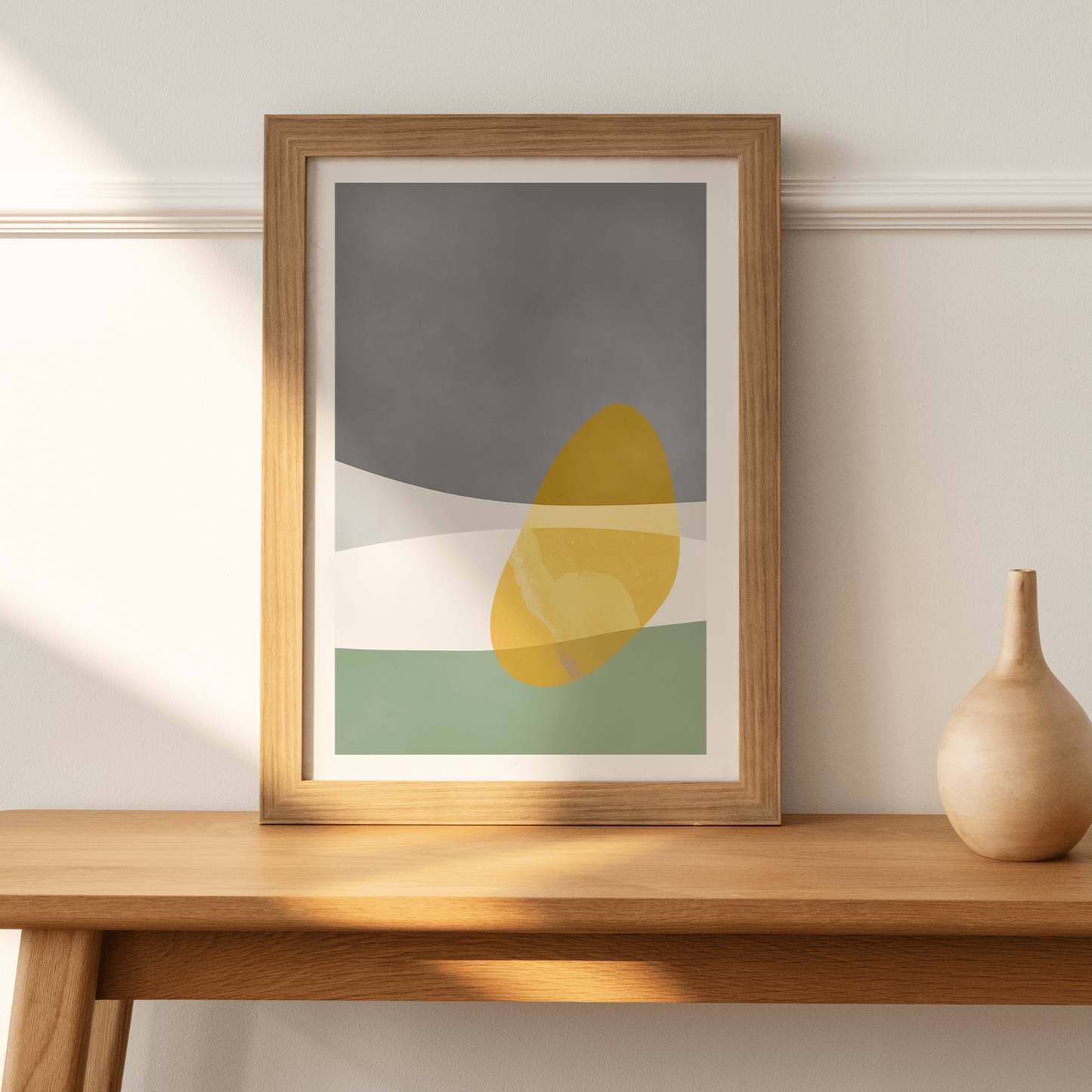 Japandi Abstract Daffodil Yellow, Poster - THE WALL SNOB