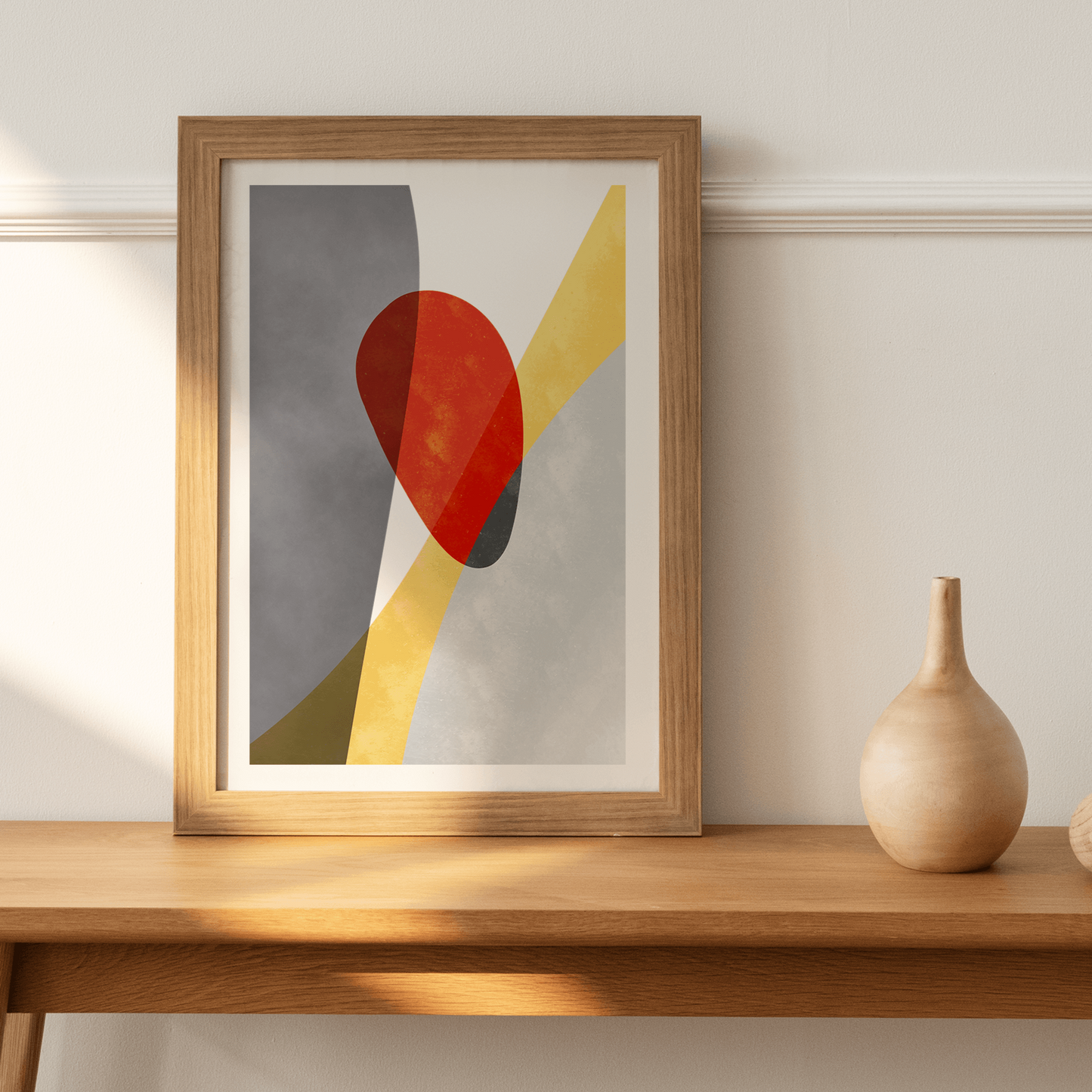 Japandi Abstract Poppy Red, Poster - THE WALL SNOB