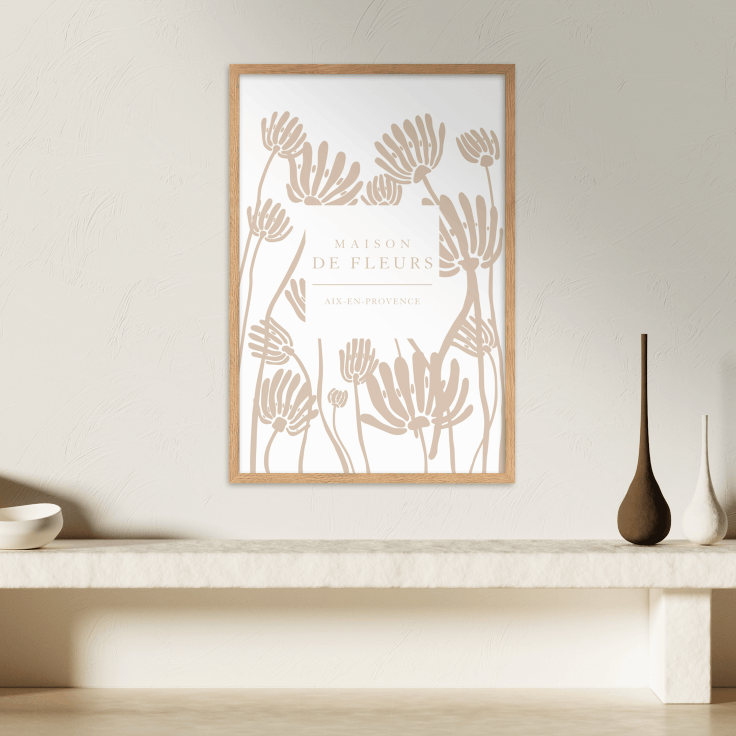 Maison De Fleurs in Tan, Poster - THE WALL SNOB