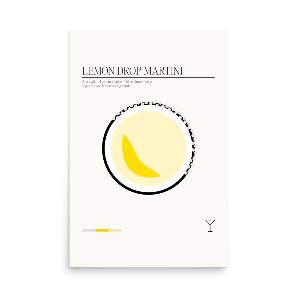 Minimal Lemon Drop Martini Print - THE WALL SNOB