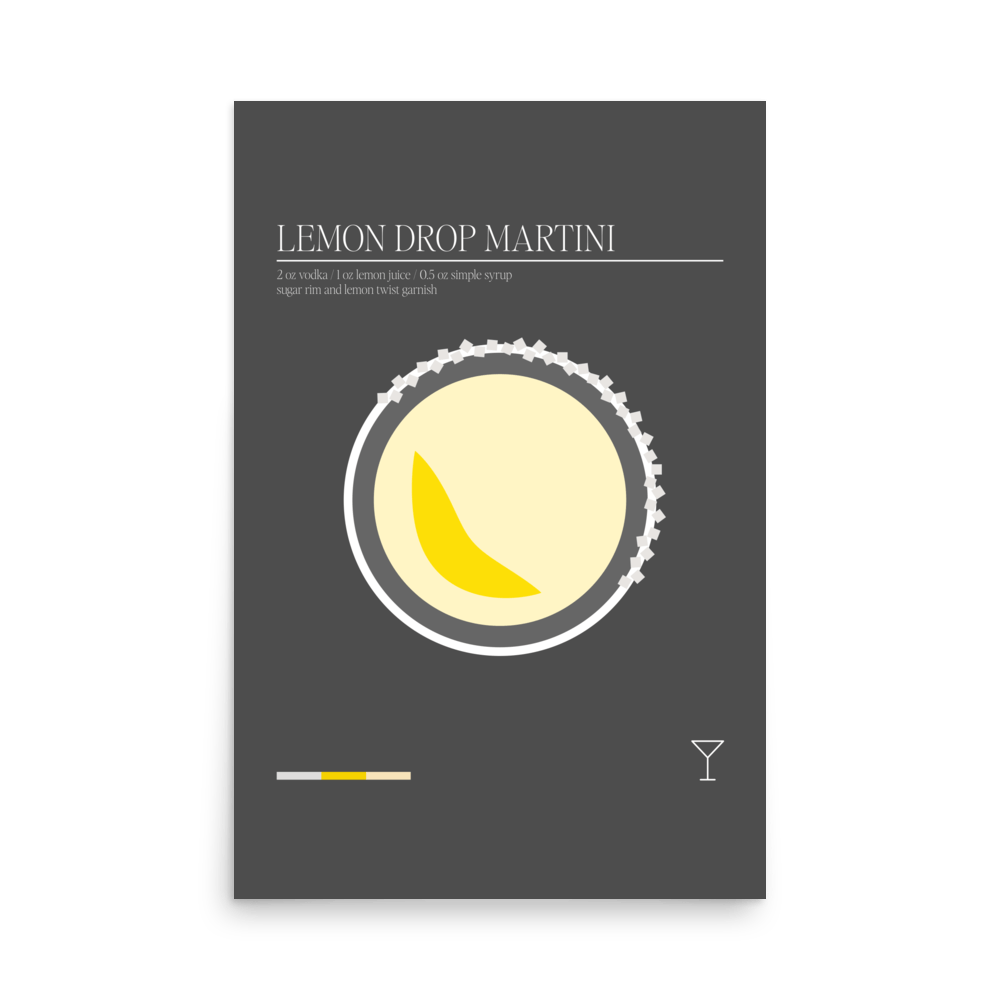 Minimal Lemon Drop Martini Print - THE WALL SNOB