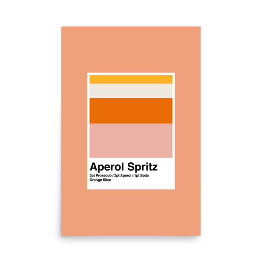 Minimalist Aperol Spritz Cocktail Print - THE WALL SNOB