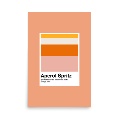 Minimalist Aperol Spritz Cocktail Print - THE WALL SNOB