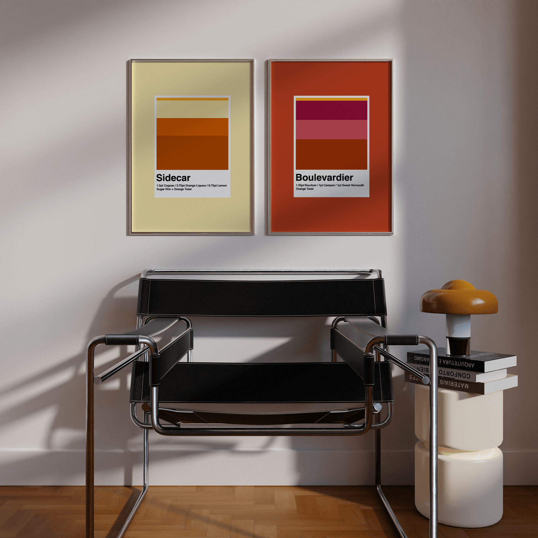 Minimalist Boulevardier Cocktail Print - THE WALL SNOB