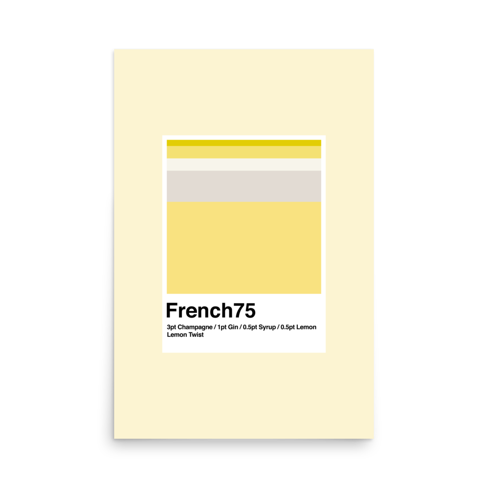 Minimalist French 75 Champagne Cocktail Print - THE WALL SNOB