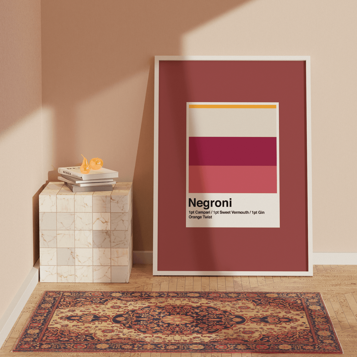 Minimalist Negroni Cocktail, Poster - THE WALL SNOB