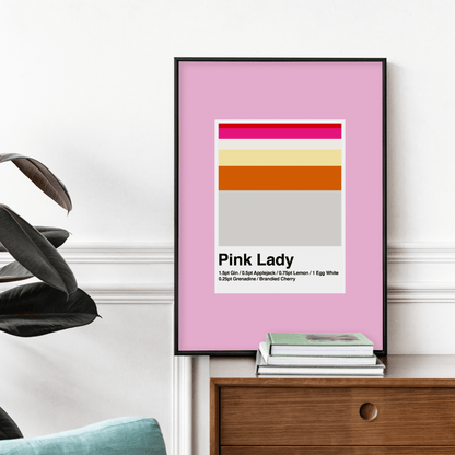 Minimalist Pink Lady Cocktail, Poster - THE WALL SNOB