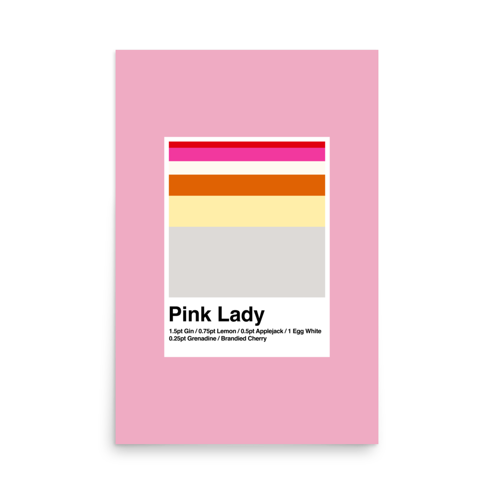Minimalist Pink Lady Cocktail Print - THE WALL SNOB