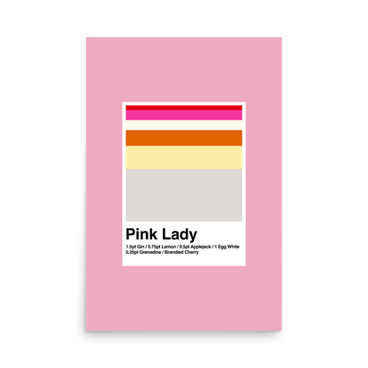 Minimalist Pink Lady Cocktail Print - THE WALL SNOB