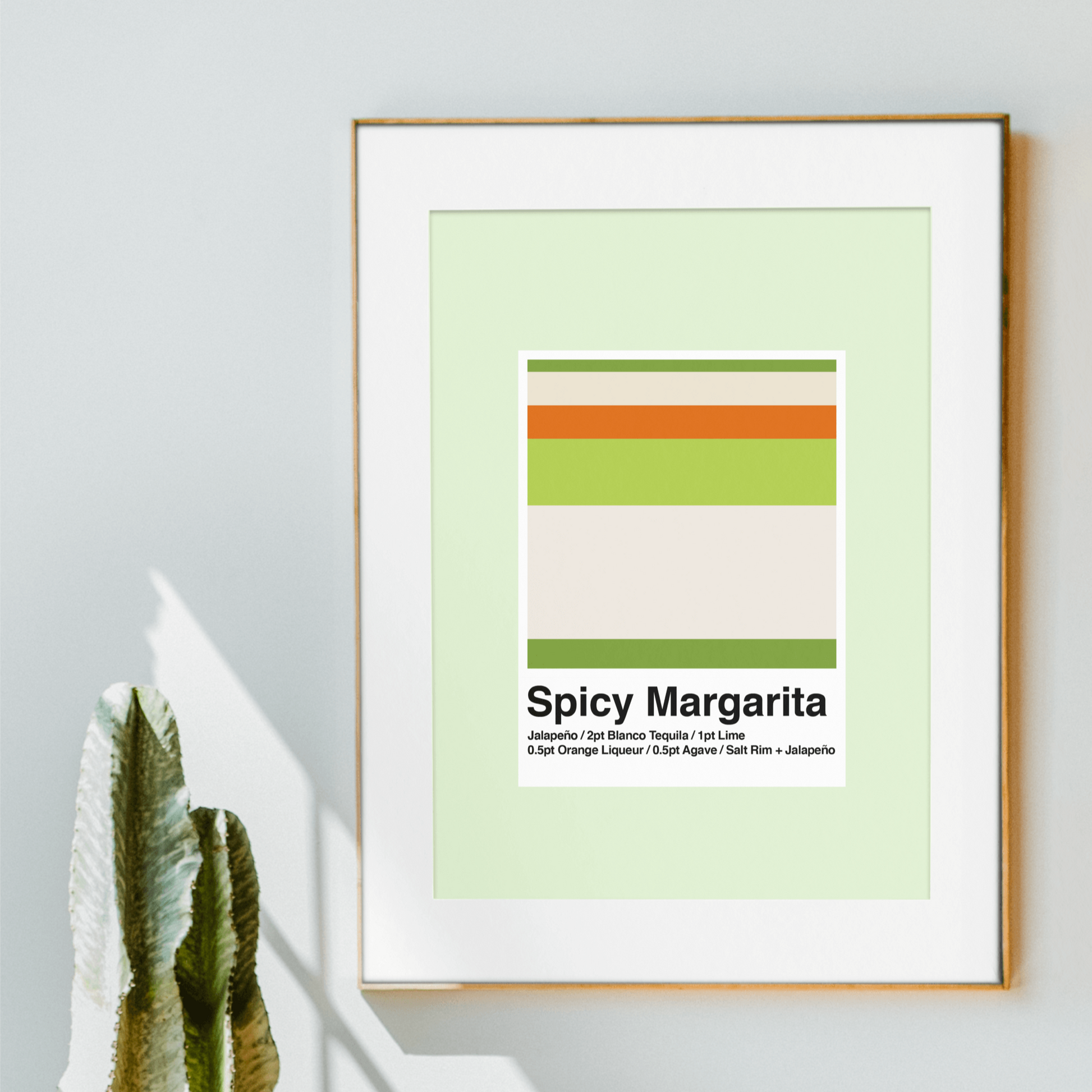 Minimalist Colour Block Spicy Margarita Cocktail Print - THE WALL SNOB