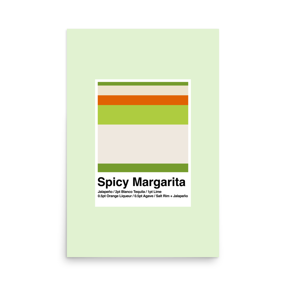 Minimalist Colour Block Spicy Margarita Cocktail Print - THE WALL SNOB