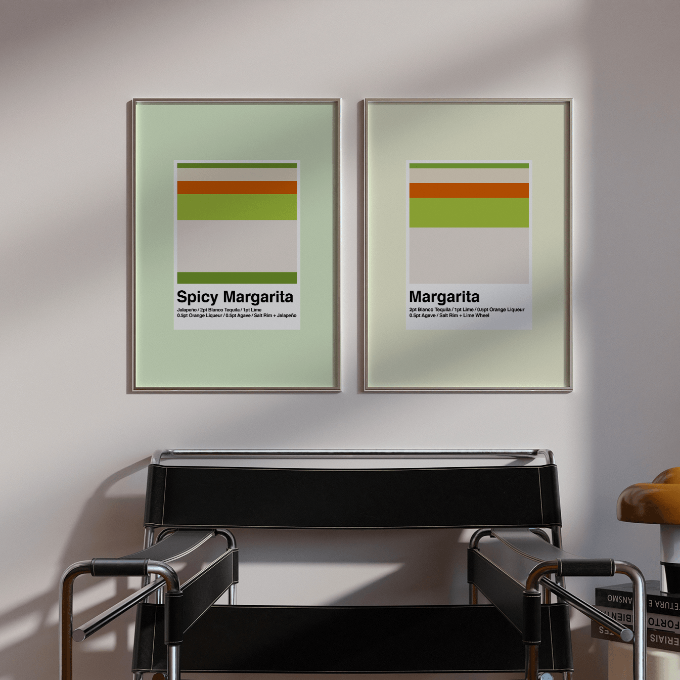 Minimalist Colour Block Spicy Margarita Cocktail Print - THE WALL SNOB