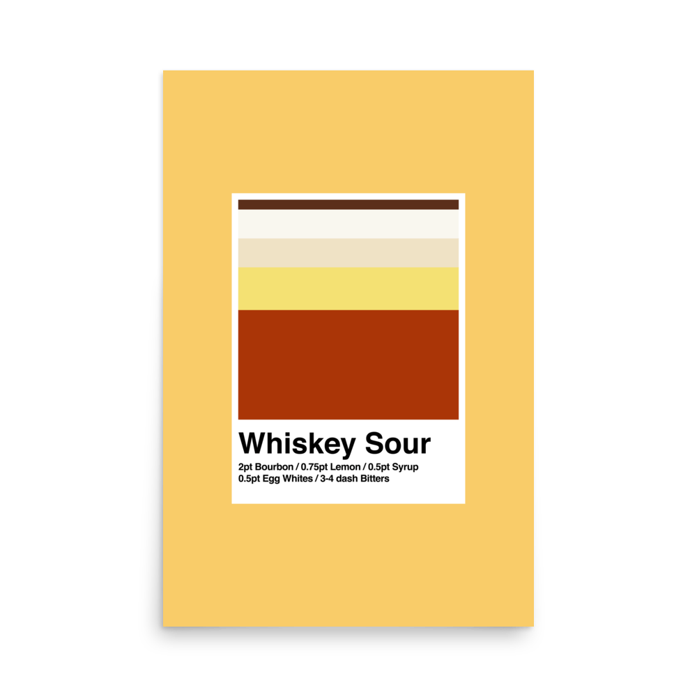 Minimalist Whiskey Sour Cocktail Print - THE WALL SNOB
