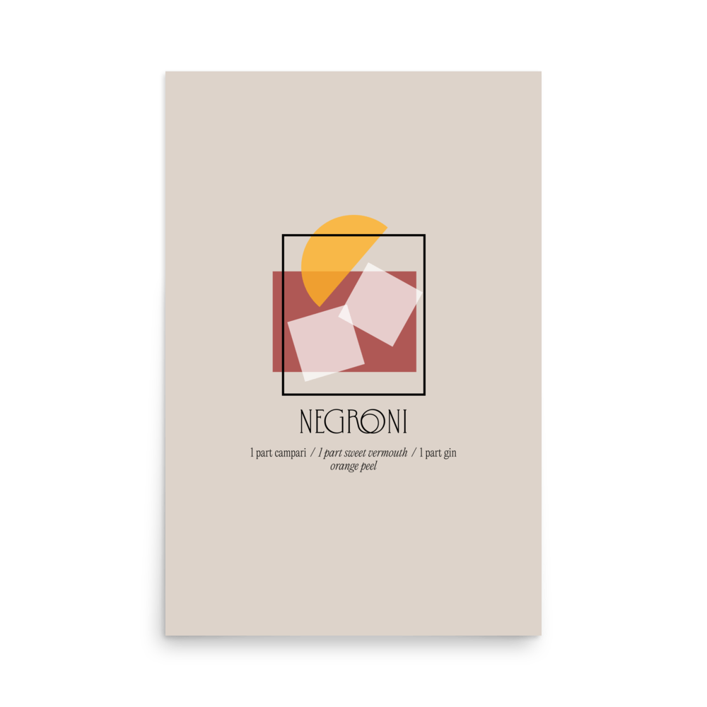 Negroni Classic Cocktail Print - THE WALL SNOB