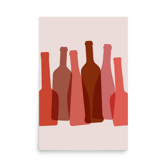 Red Wine Silhouettes Print - THE WALL SNOB