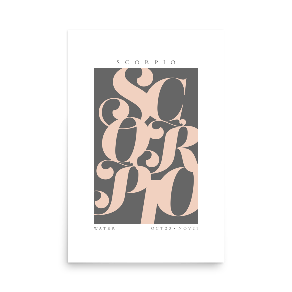 Scorpio Flourish Print - THE WALL SNOB