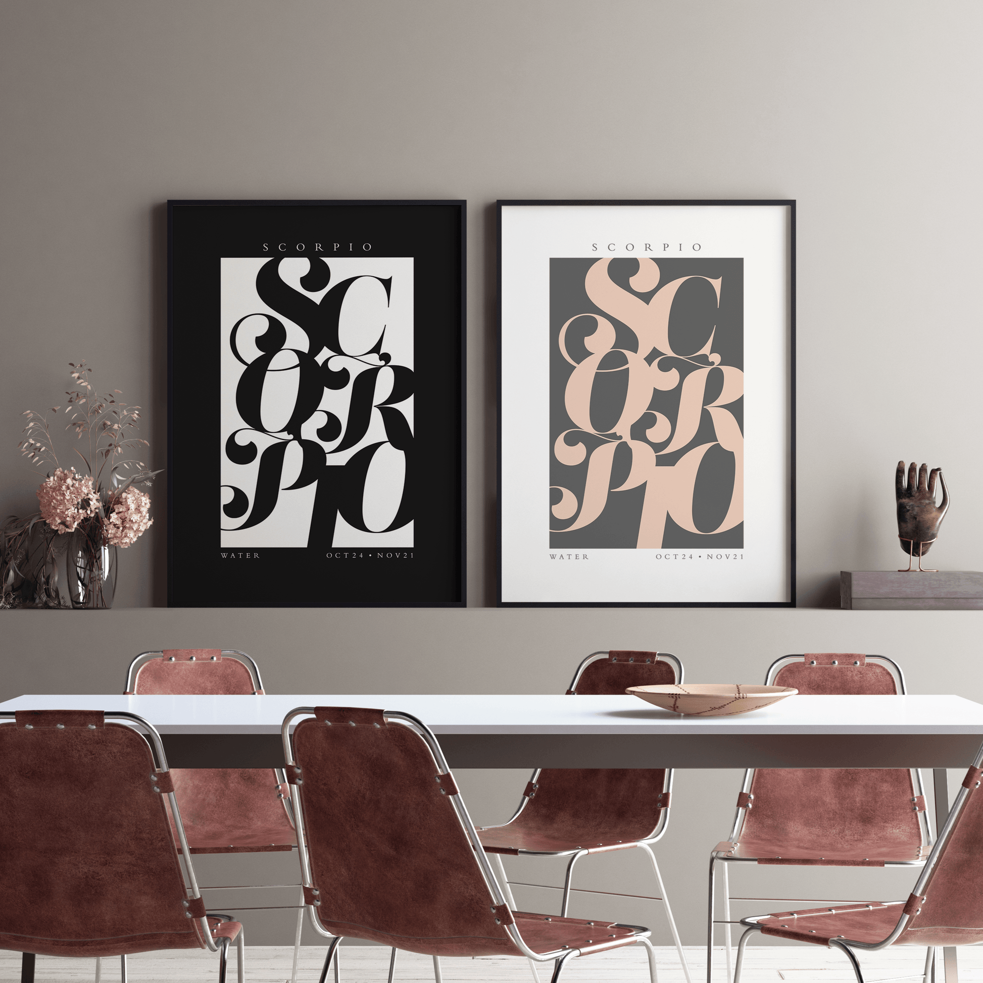 Scorpio Flourish Print - THE WALL SNOB