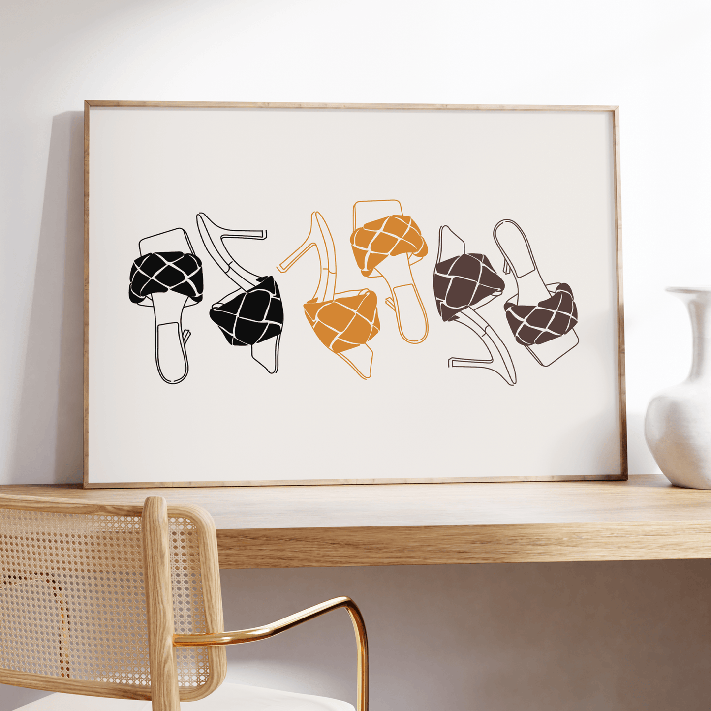 Slipper Heels Neutral Print - THE WALL SNOB