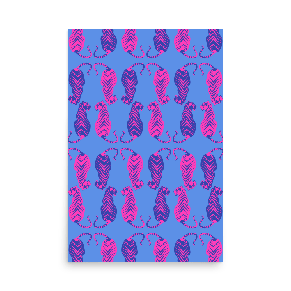 Tigress Parade Cobalt Print - THE WALL SNOB