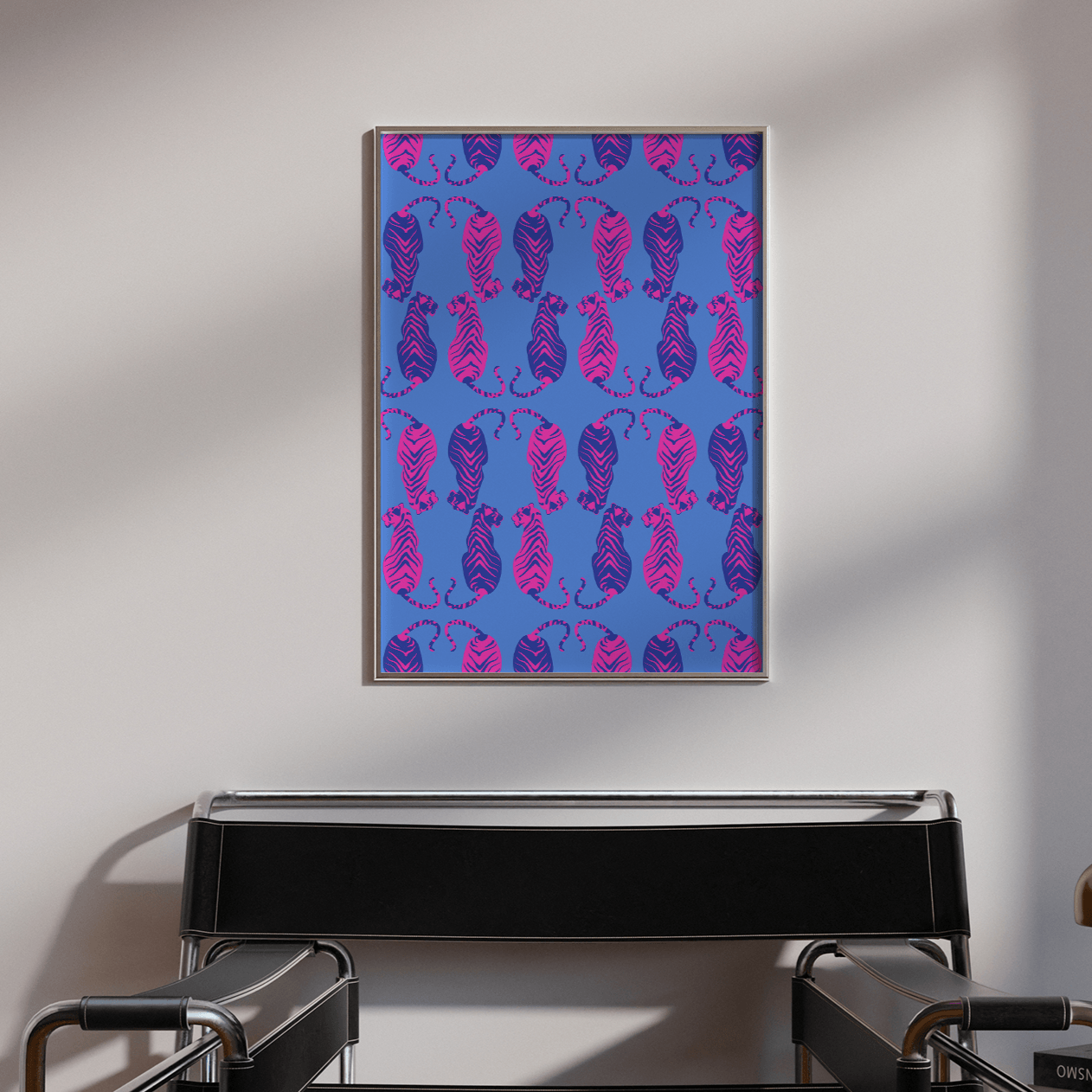 Tigress Parade Cobalt Print - THE WALL SNOB