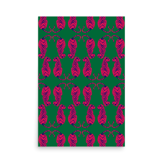 Tigress Parade Emerald Print - THE WALL SNOB