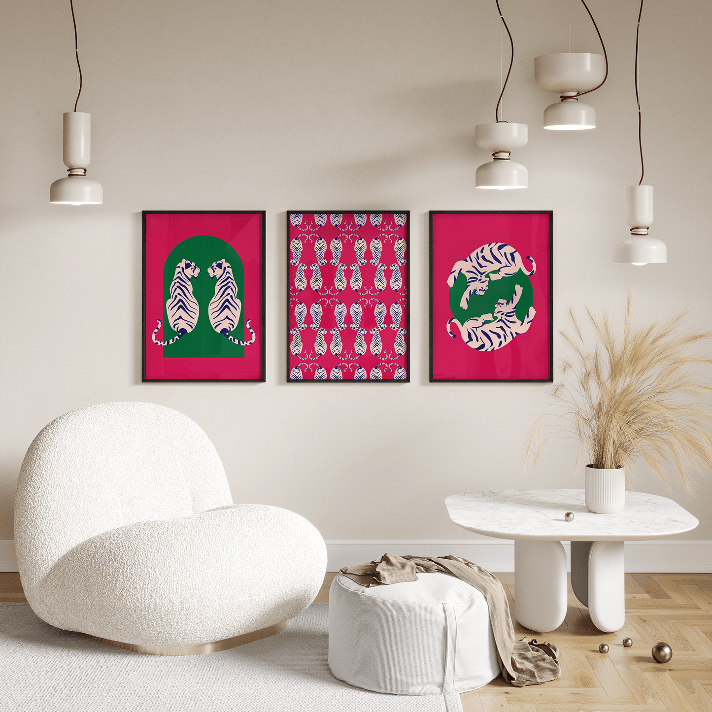 Tigress Parade Magenta Print - THE WALL SNOB