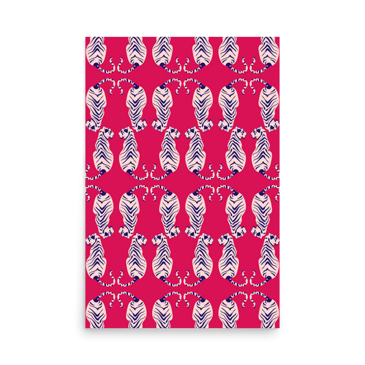 Tigress Parade Magenta Print - THE WALL SNOB