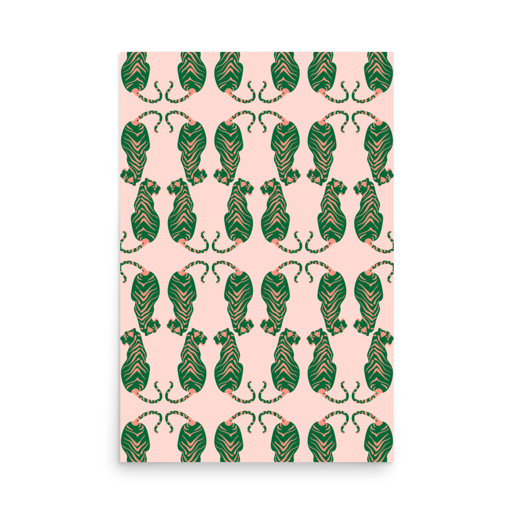 Tigress Parade Peach Print - THE WALL SNOB