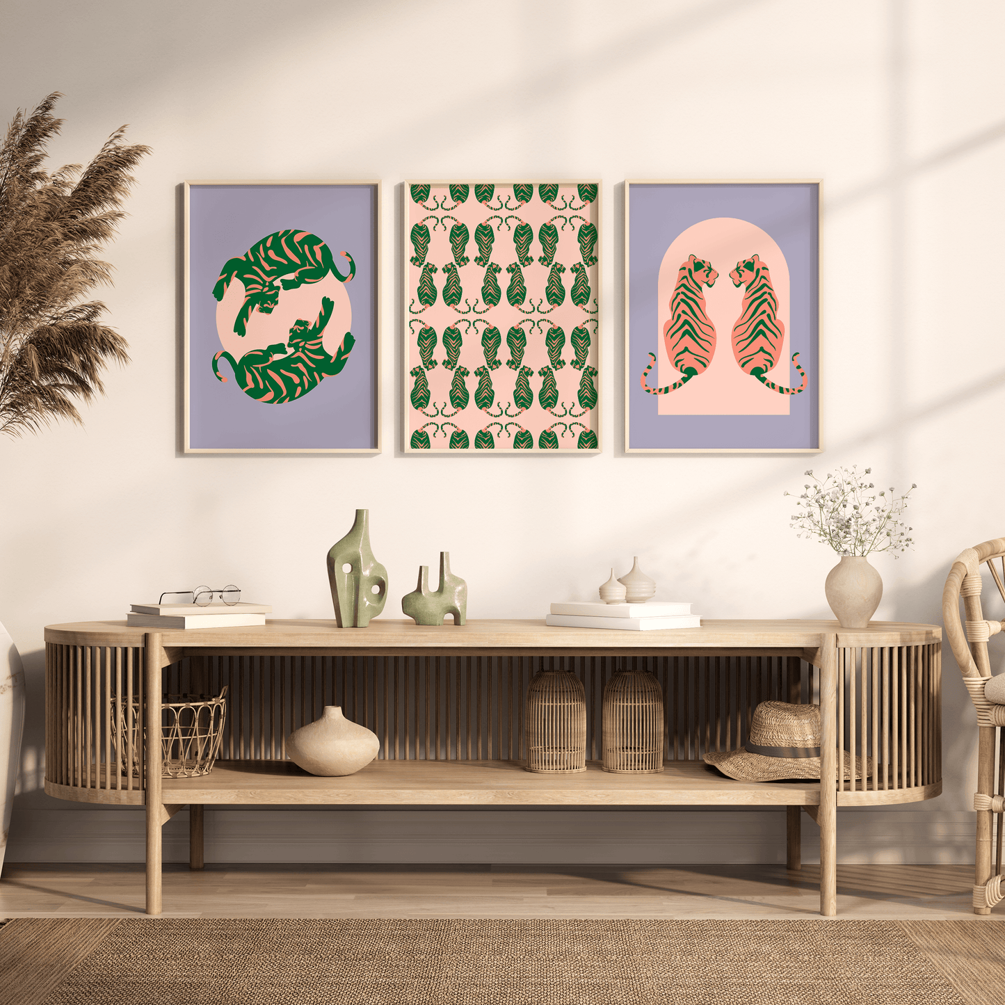 Tigress Parade Peach Print - THE WALL SNOB