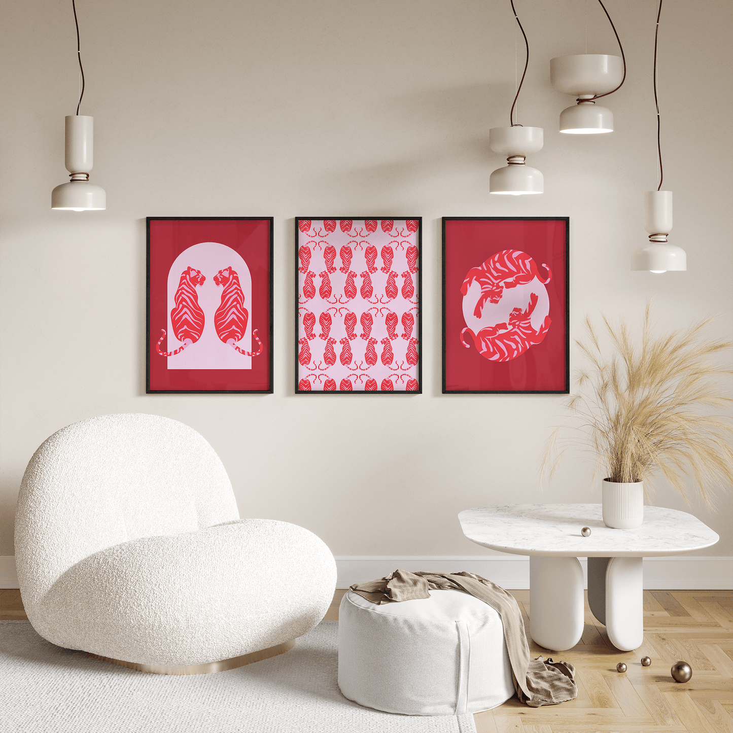 Tigress Parade Rouge Print - THE WALL SNOB