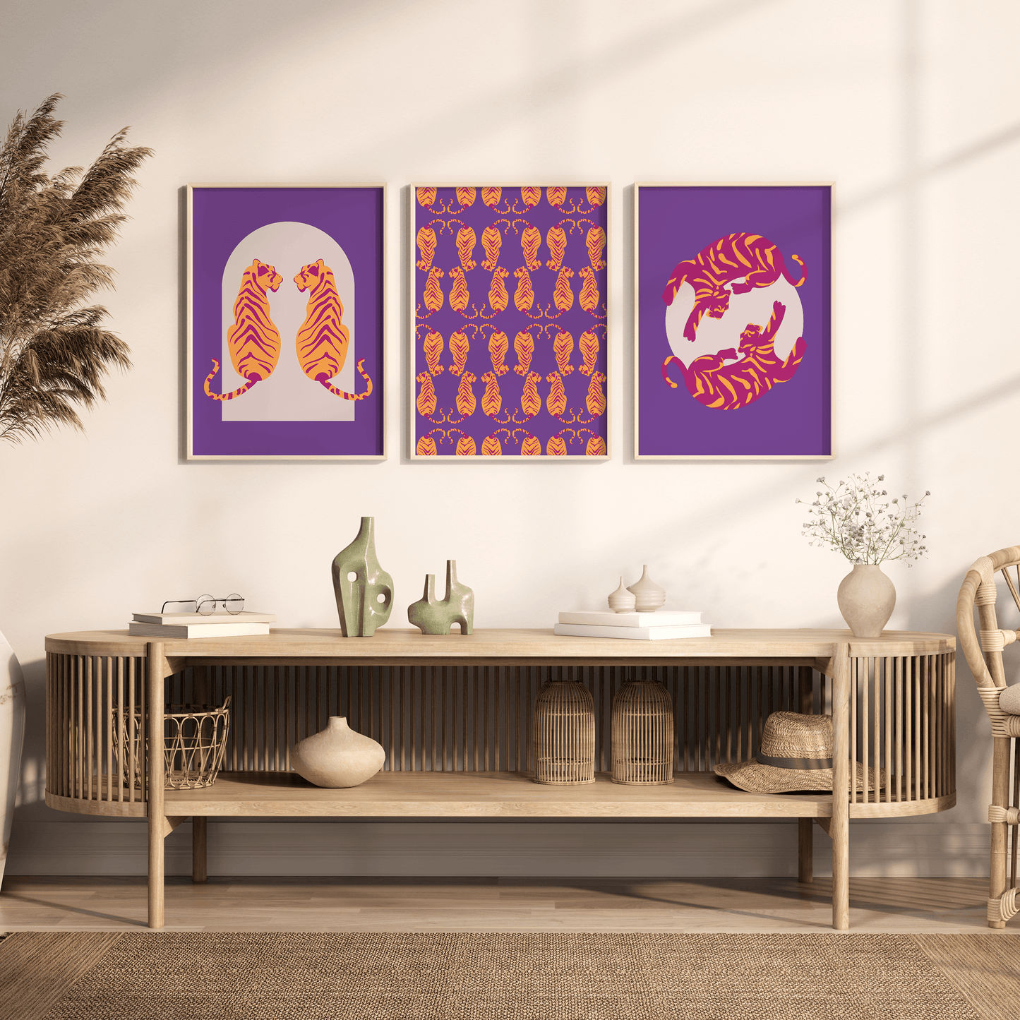 Tigress Parade Violet Print - THE WALL SNOB
