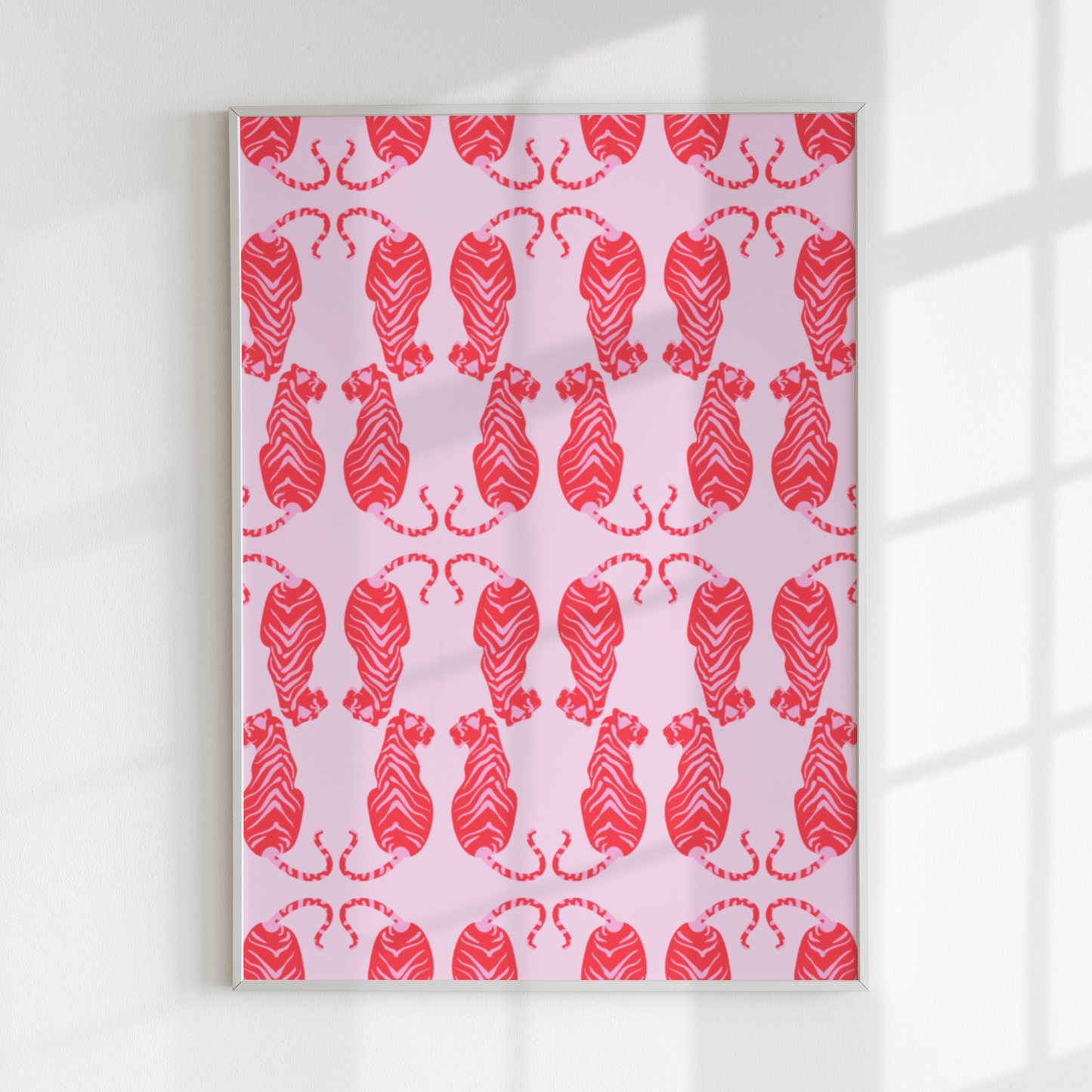 Red Tiger Maximalist Pattern Wall Print - THE WALL SNOB