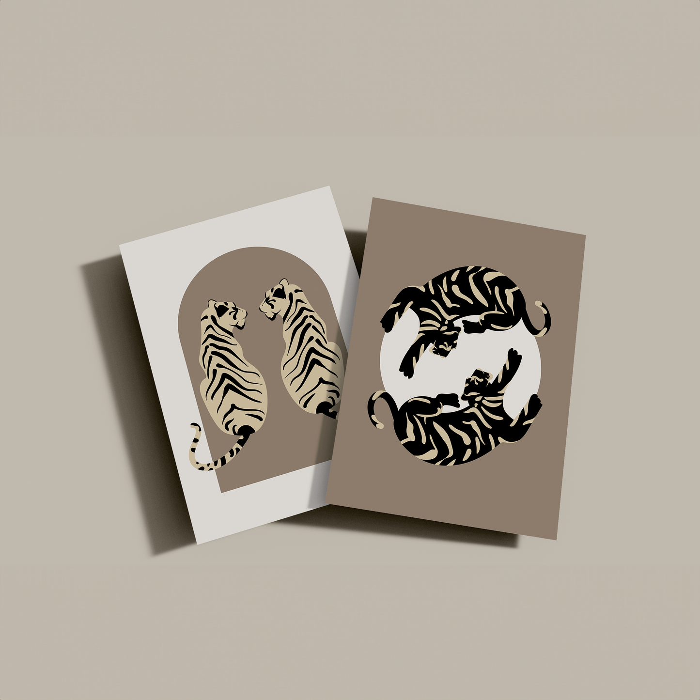 Tigress Neutral Set of 2 Prints - THE WALL SNOB