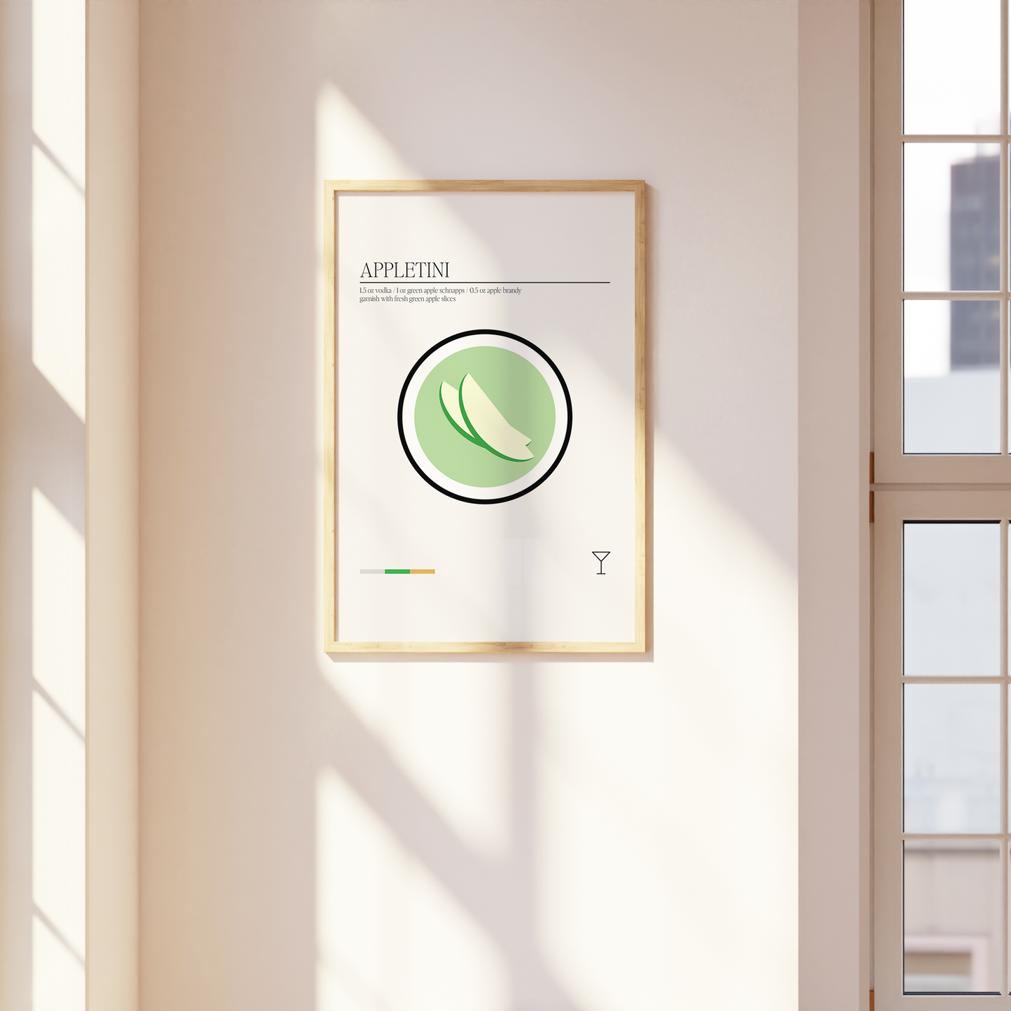 Minimal Apple Martini Print - THE WALL SNOB