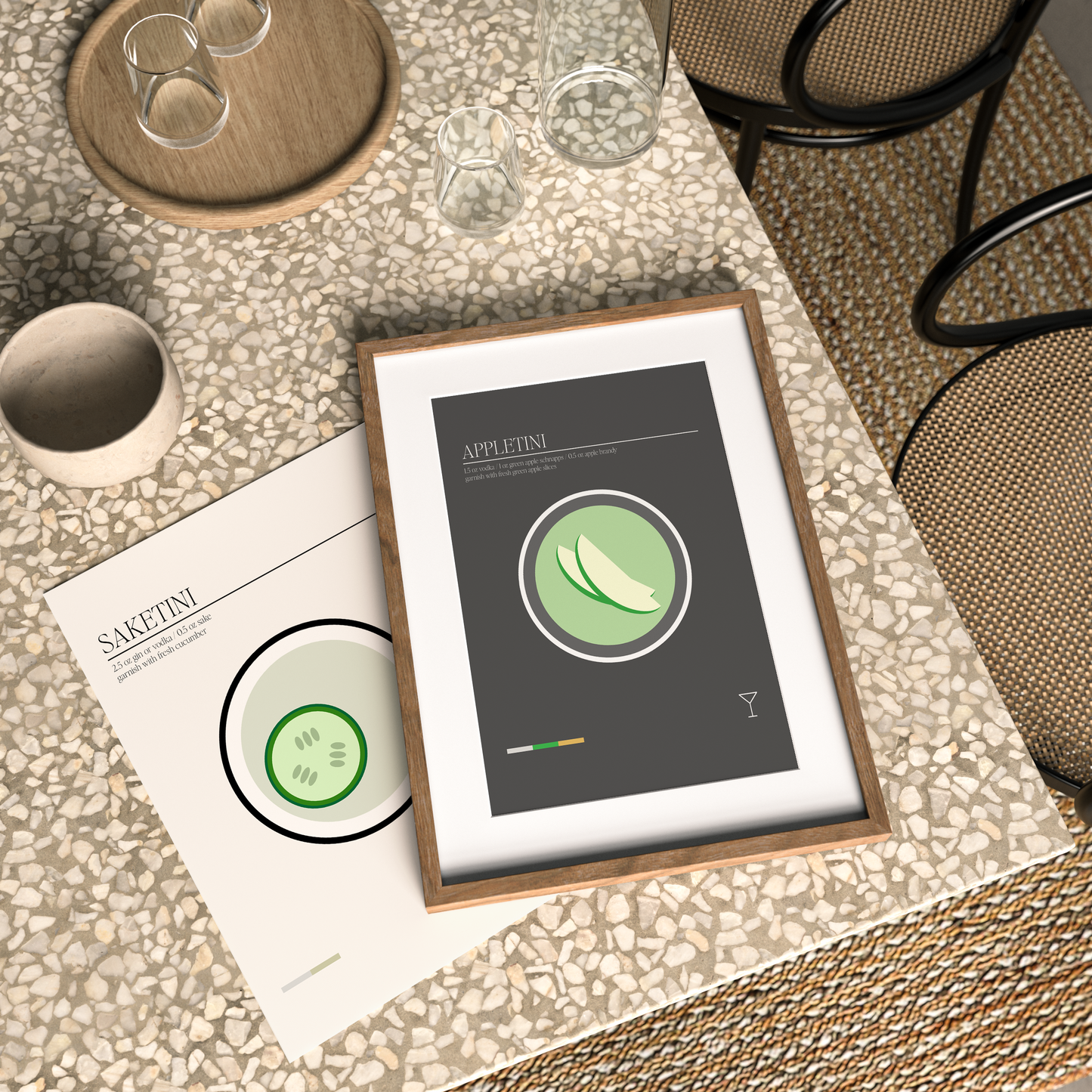Minimal Apple Martini Print - THE WALL SNOB