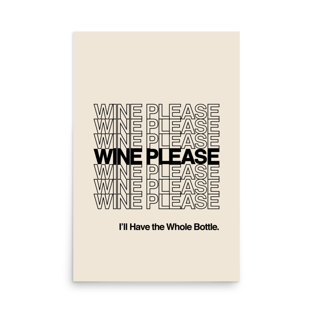 Wine Please Black Print - THE WALL SNOB